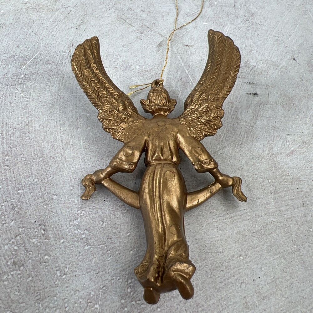 Vintage Gold Tone Cherub Angel Christmas Ornaments 3.5” - Picture 3 of 5